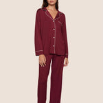 Gisele Long PJ Set Bordeaux/Ivory