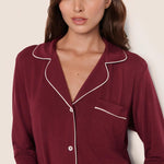Gisele Long PJ Set Bordeaux/Ivory