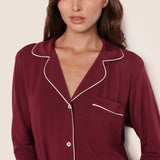 Gisele Long PJ Set Bordeaux/Ivory