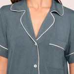 Gisele Relaxed Short PJ Set Stone Blue/Ivory