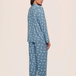 Gisele Printed Long Pj Set Dalmatian Faded Denim/Ivory