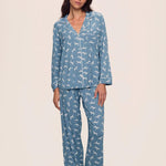 Gisele Printed Long Pj Set Dalmatian Faded Denim/Ivory