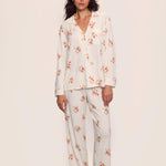 Gisele Printed Long Pj Set Floral Bloom Ivy/Vanilla Cream