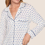 Gisele Printed Long PJ Set Hannukah Glow Nouvean Navy
