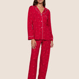 Gisele Printed Long PJ Set Nutcracker Holly Red/Ivory