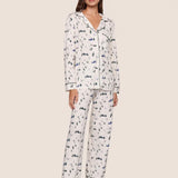 Gisele Printed Long PJ Set Ski Chalet Ivory/Pine