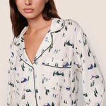 Gisele Printed Long PJ Set Ski Chalet Ivory/Pine