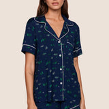 Gisele Printed RLX Short PJ Set Forest Pine Navy/Ivory