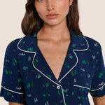 Gisele Printed RLX Short PJ Set Forest Pine Navy/Ivory