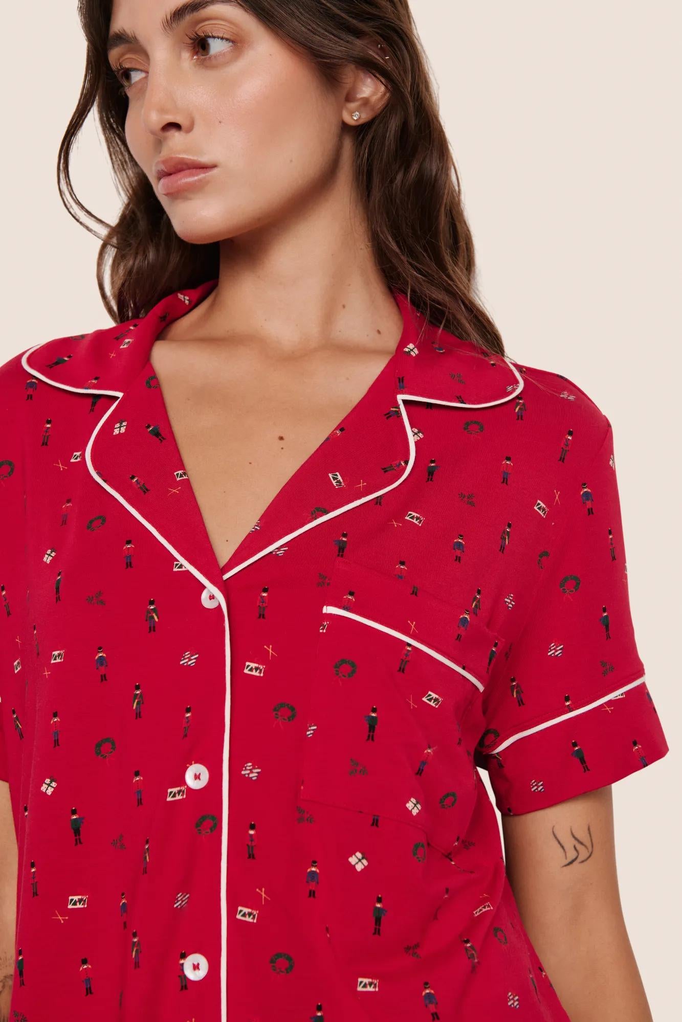 Gisele Printed RLX Short PJ Set Nutcracker Holly Red/Ivory