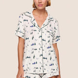 Gisele Printed RLX Short PJ Set Ski Chalet Ivory/Pine