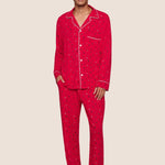 William Printed Long PJ Set Nutcracker Holly Red/Ivory