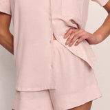 Nautico Shortie Pj Set Feeder Stripes Pale Mauve/White