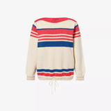 The Long Sleeve Skipper Top Ivory and Red