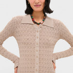 Ruby Knit Long Sleeve Polo Champagne