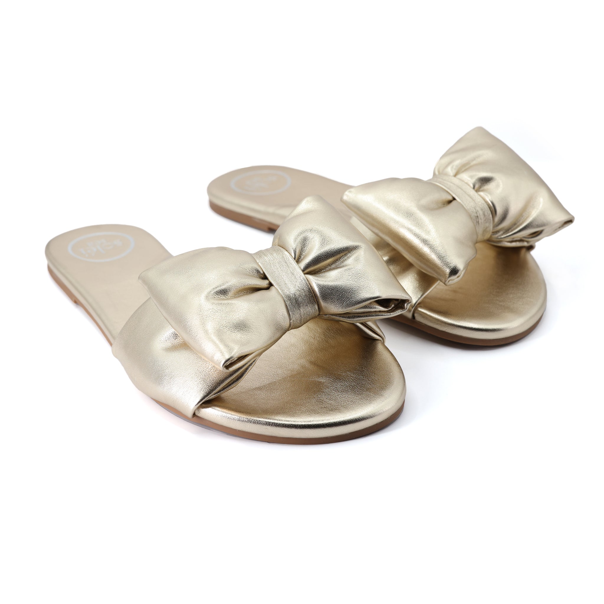 Gold Raffie Bow Arched Flip Flop