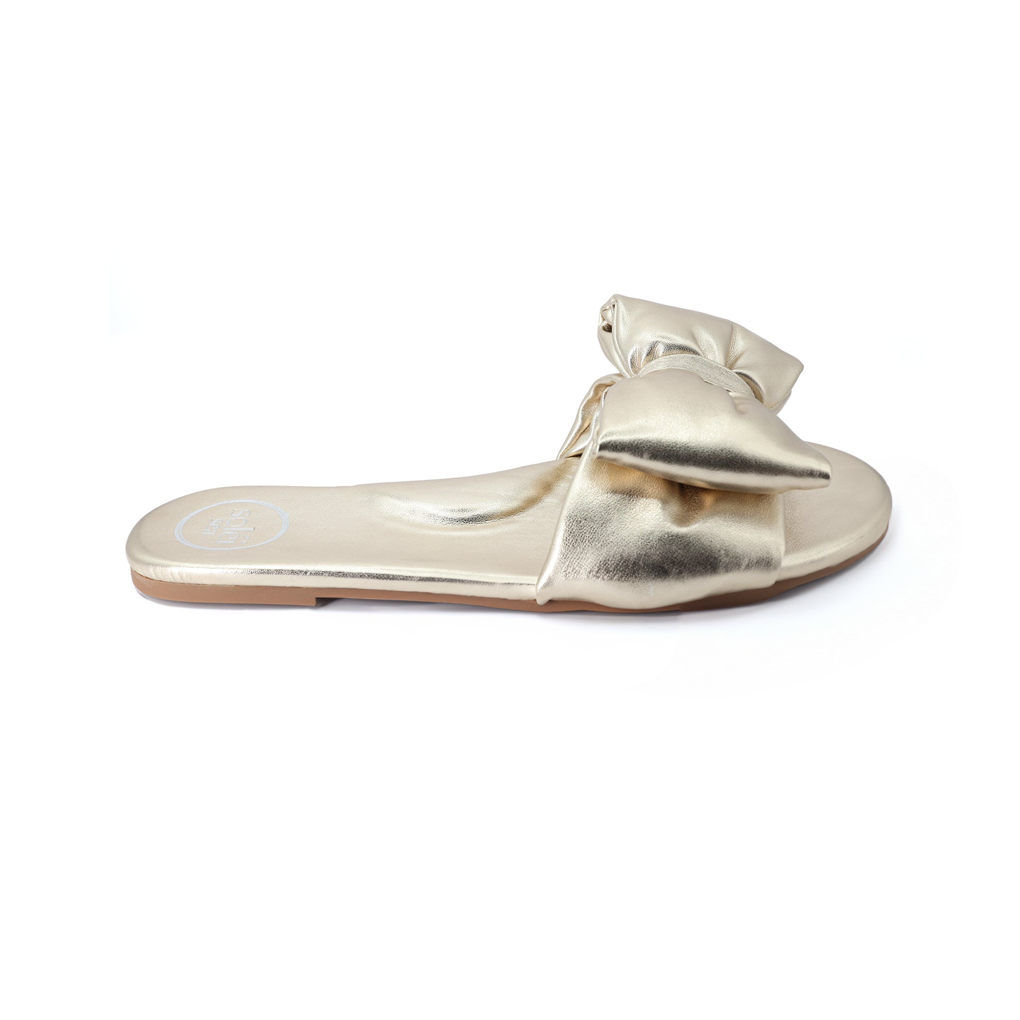 Gold Raffie Bow Arched Flip Flop