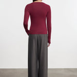 Fluid Jersey Draped Boatneck Burgundy