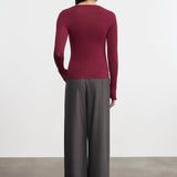 Fluid Jersey Draped Boatneck Burgundy