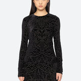 Julie Burnout Velvet Top Black