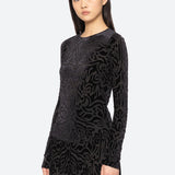 Julie Burnout Velvet Top Black