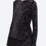 Julie Burnout Velvet Top Black