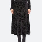 Julie Burnout Velvet Midi Skirt Black
