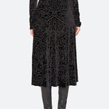 Julie Burnout Velvet Midi Skirt Black
