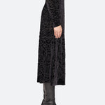 Julie Burnout Velvet Midi Skirt Black