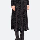 Julie Burnout Velvet Midi Skirt Black