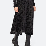 Julie Burnout Velvet Midi Skirt Black