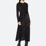Julie Burnout Velvet Midi Skirt Black