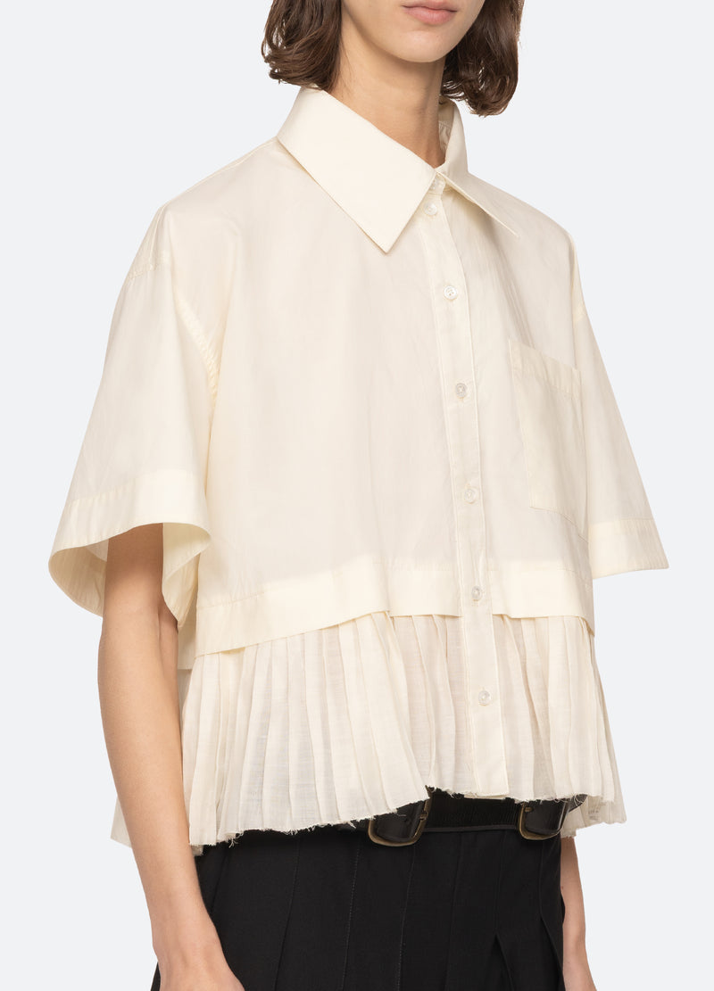 Solene Solid Combo Shirt Cream