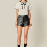 Beaded Bow T-Shirt White