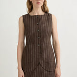 Alice Skirt Chocolate Cream Pinstripe