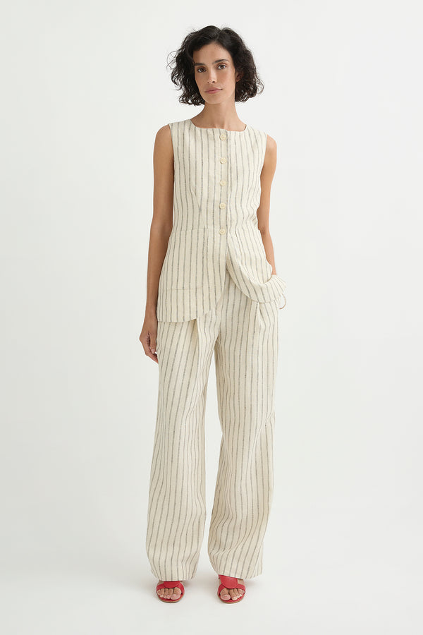 Emma Vest Cream Pinstripe