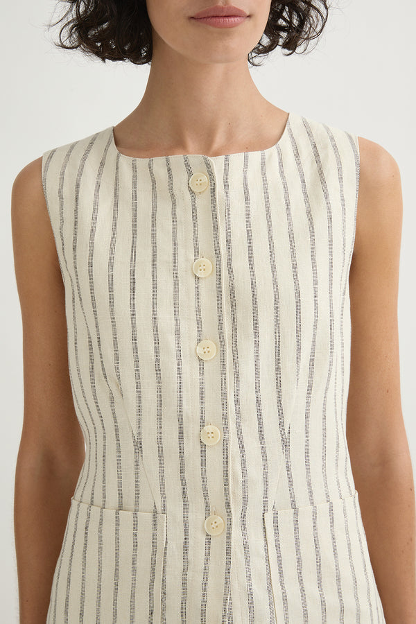 Emma Vest Cream Pinstripe