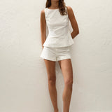 Olivia Short Valentina Broderie White