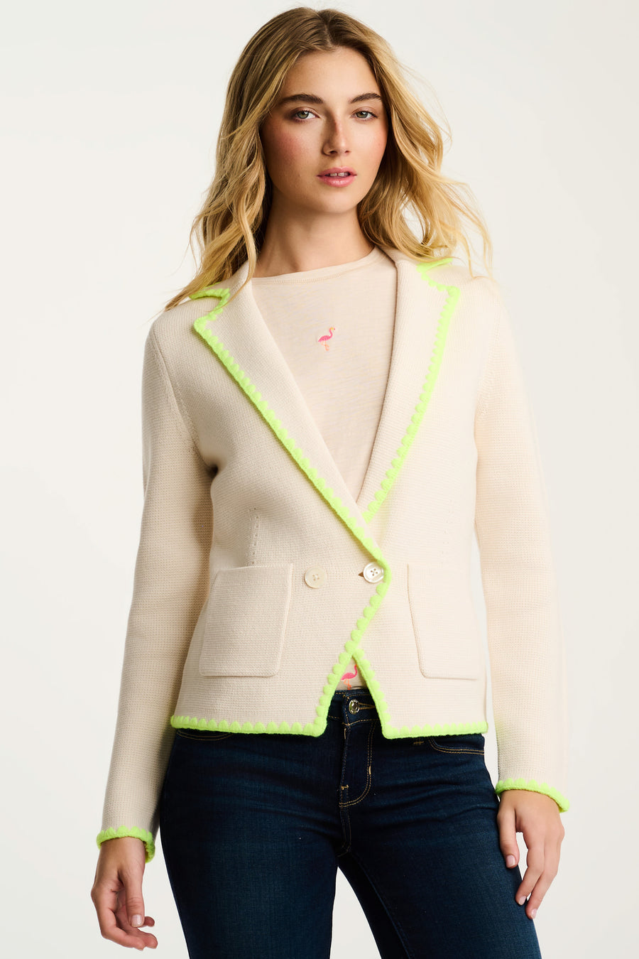 Stitchy Mix Blazer Natural