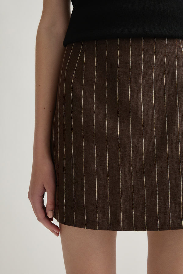 Alice Skirt Chocolate Cream Pinstripe