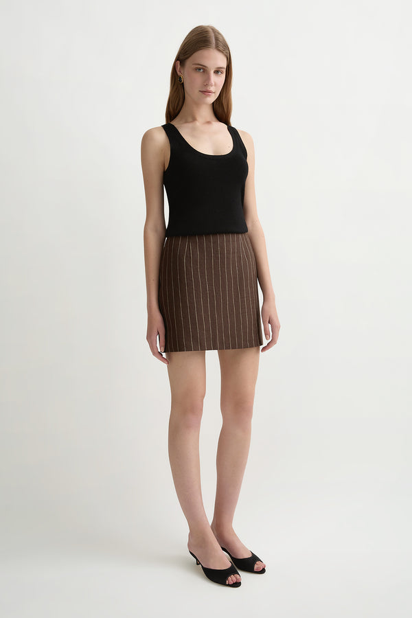 Alice Skirt Chocolate Cream Pinstripe