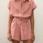 Zion Playsuit Orozco Stripe Dusty Tomato