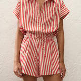 Zion Playsuit Orozco Stripe Dusty Tomato