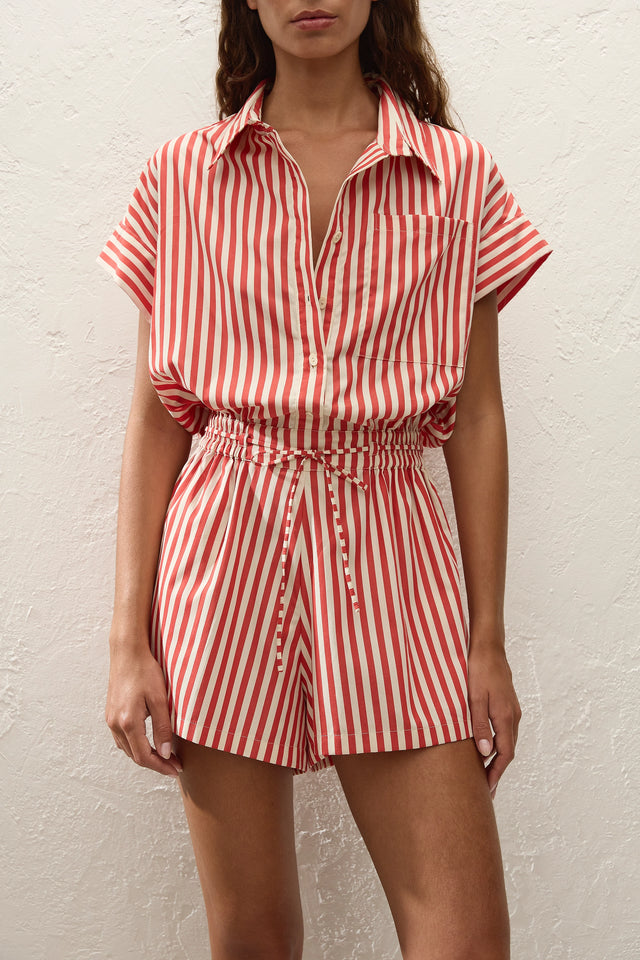 Zion Playsuit Orozco Stripe Dusty Tomato