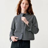 Short Chore Jacket Indigo Railroad Stripe Denim