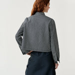 Short Chore Jacket Indigo Railroad Stripe Denim