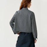 Short Chore Jacket Indigo Railroad Stripe Denim