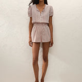 Emilie Playsuit Paloma Check Cinnamon White