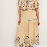 Melinda Embroidery Skirt Ecru