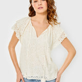 Cartolina Genevieve Eyelet Top Gardenia